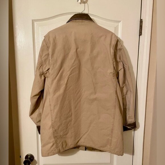 Vintage ORVIS Canvas Chore Barn Coat Field Jacket Corduroy Cuffs Tan Brown Sz L - Picture 2 of 12